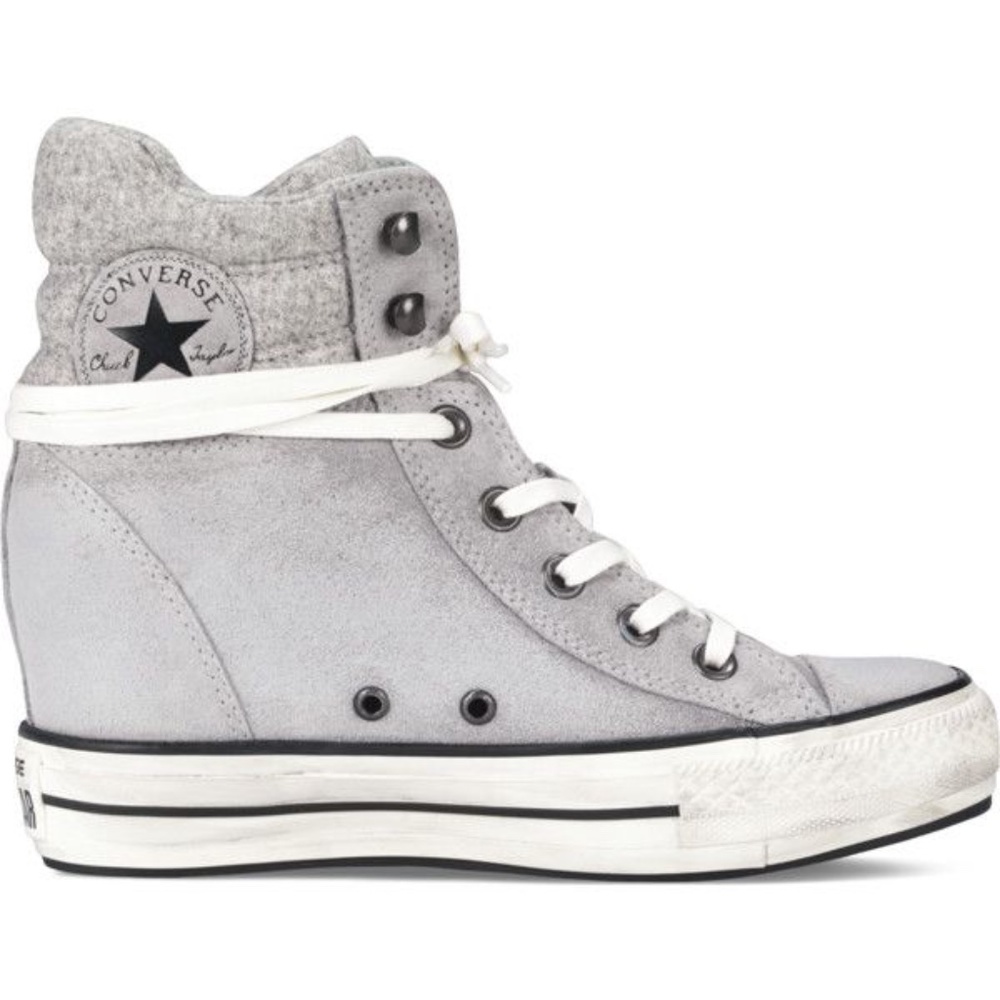 Grey Platform Chuck Taylor Converse Wedge Sneakers